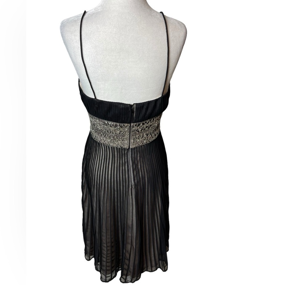 JS Collections Black Chiffon Cocktail Dress Beaded Waist | Size 6 - Picture 4 of 10